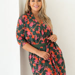 pink and green waterlily organic cotton print robe, Shop TKS