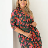 pink and green waterlily organic cotton print robe, Shop TKS