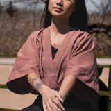 Women's Kimono Crop Top Terracotta Rose