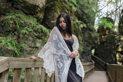 Women's long white lace boho, Cover up, Shop T.K.S