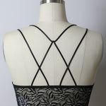 Women's Black lace crop top, back detail, Shop T.K.S