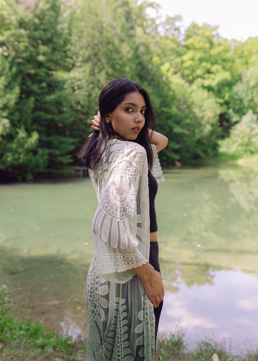 Women's, green lace ombre boho kimono cover up, Shop T.K.S, maternity clothing