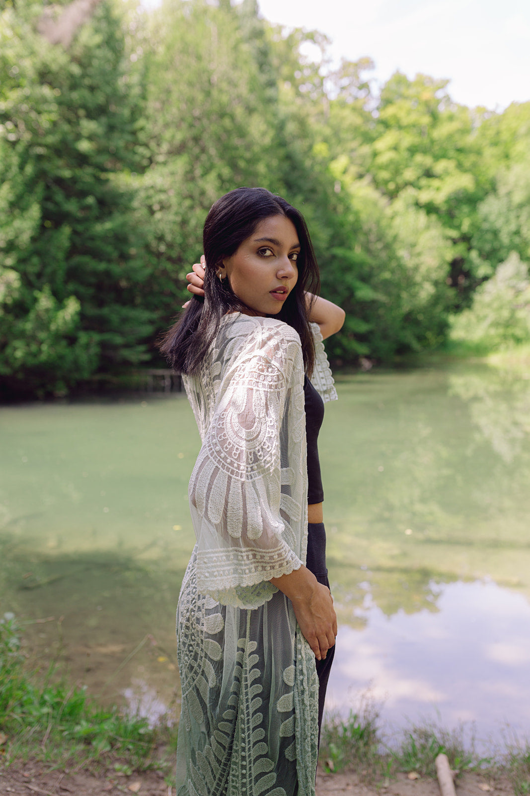 Women's, green lace ombre boho kimono cover up, Shop T.K.S, maternity clothing