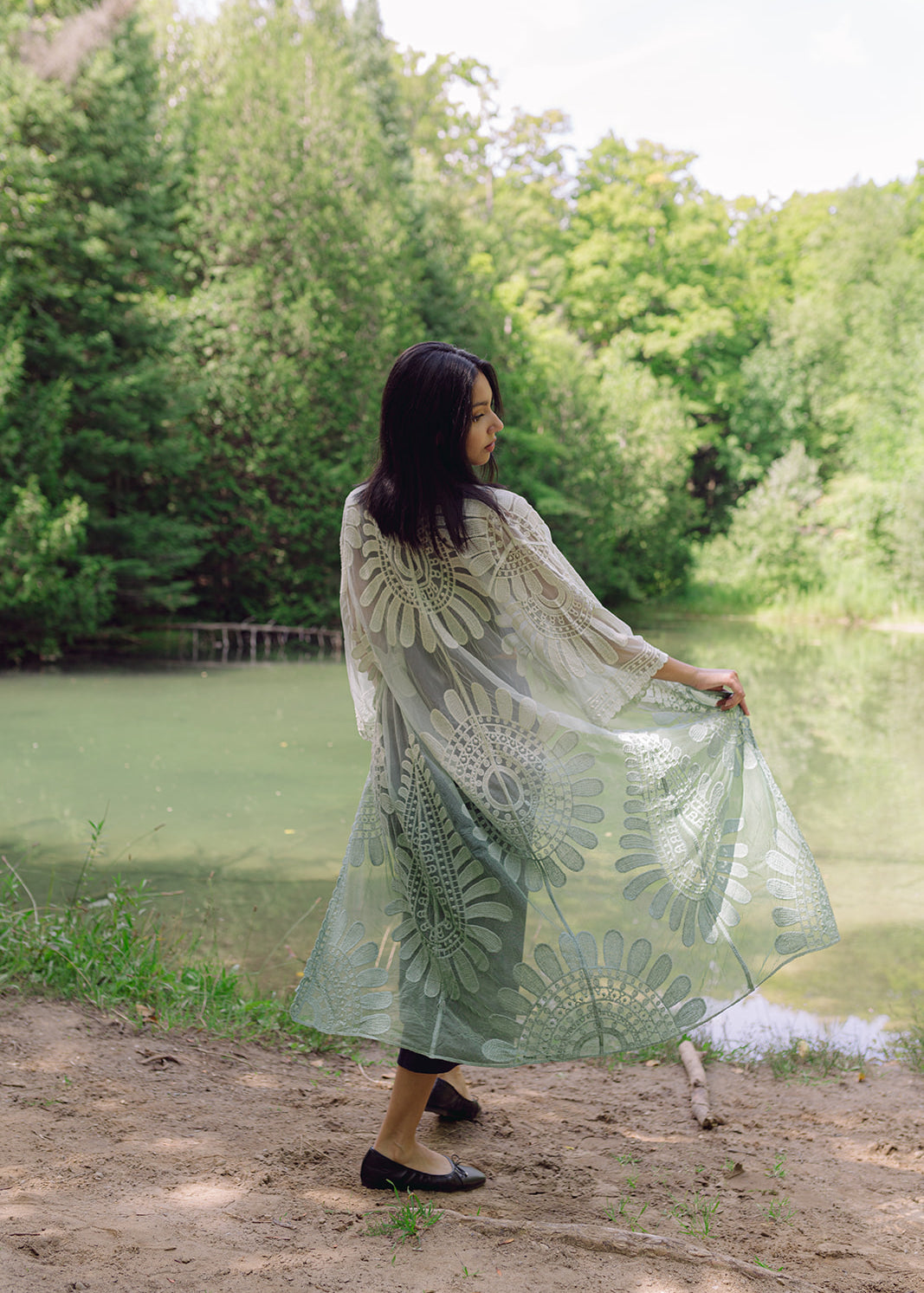 Women's, green lace ombre boho kimono cover up, Shop T.K.S, maternity clothing