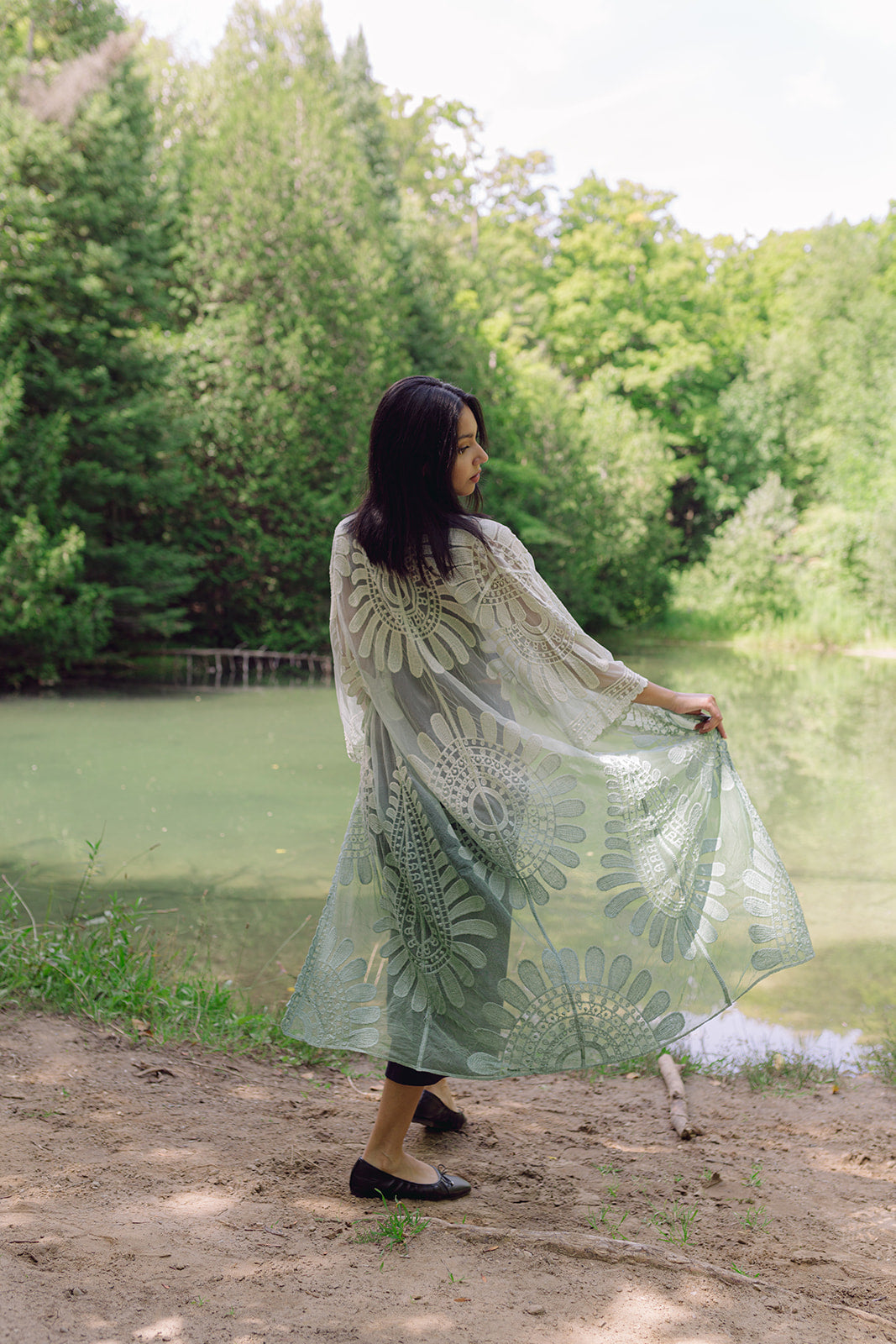 Women's, green lace ombre boho kimono cover up, Shop T.K.S, maternity clothing