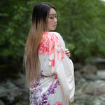 Women's maternity birthing robe with floral print, the kimono store canada