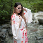 Women's maternity birthing robe with floral print, the kimono store canada
