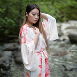 Women's maternity birthing robe with floral print, the kimono store canada