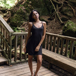 Simple black bamboo dress. Hippie dress.