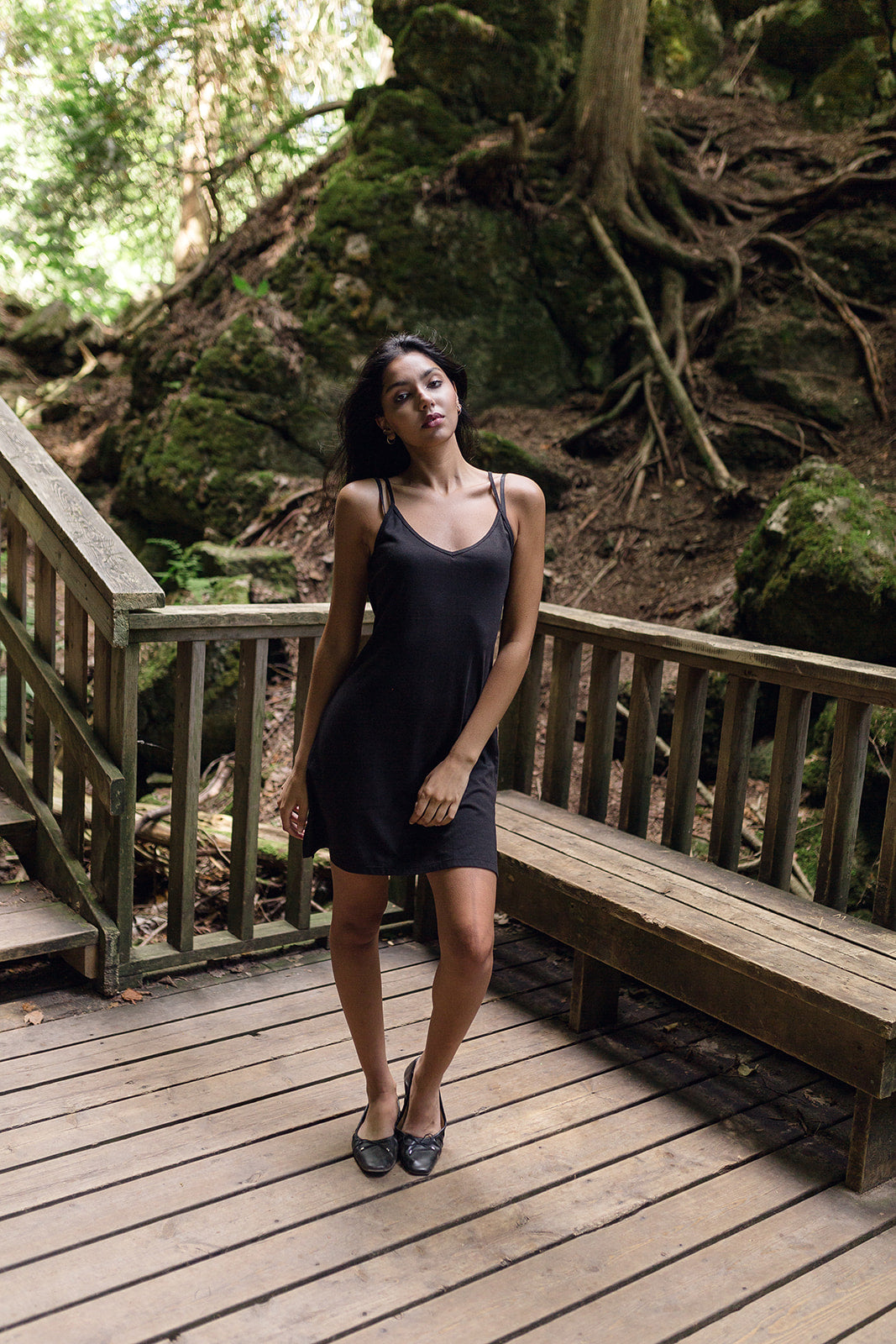 Simple black bamboo dress. Hippie dress.