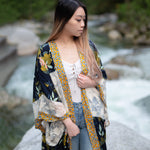 Women's navy blue and yellow maternity clothing, kimono sleeve, the kimono store canada, Shop T.K.S