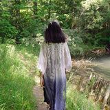 Women's Alexis blue lace ombre long kimono beach coverup for vacation style women back