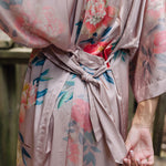 tie detail on pink blush woman's kimono