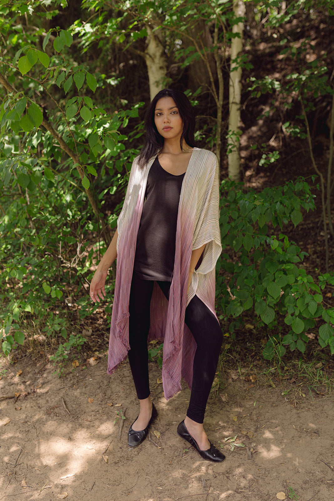 Women's beach coverup, light purple ombre kimono dress. Maternity clothing. Hippie Dress.