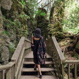 Women's black and floral velvet long boho kimono style, Shop T.K.S