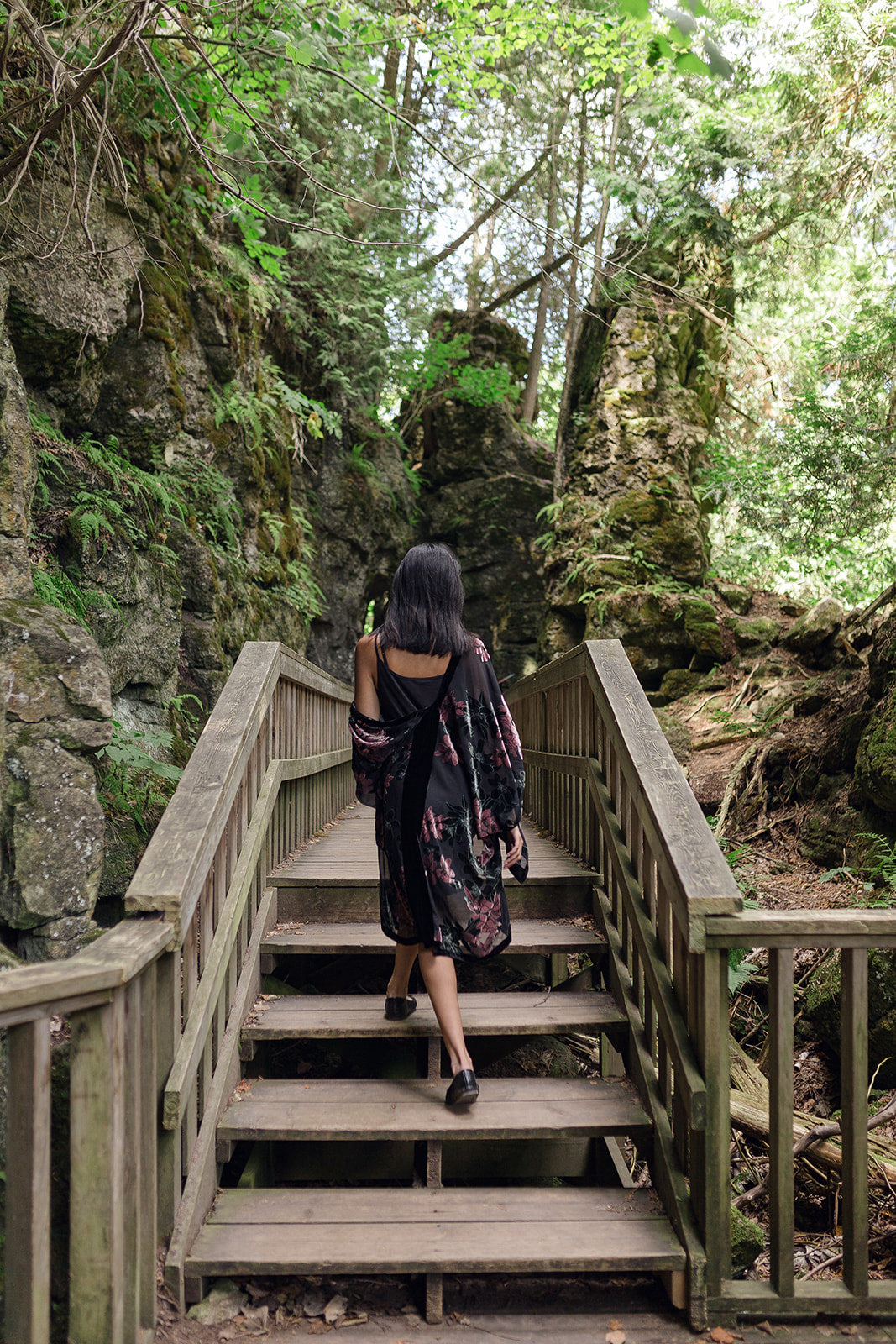 Women's black and floral velvet long boho kimono style, Shop T.K.S