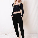 Women's black comfortable lounge pants, Shop T.K.S