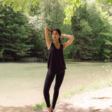 Women's black bamboo loungewear tank top. Shop T.K.S