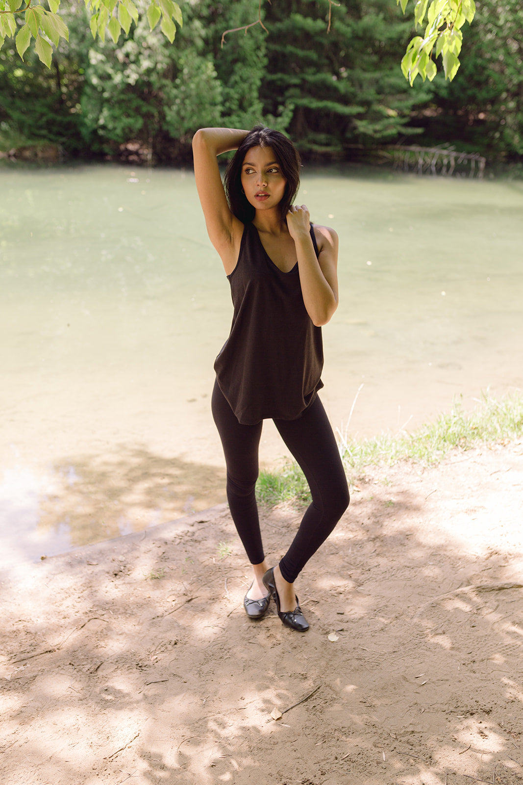 Women's Black Bamboo Leggings, Loungewear