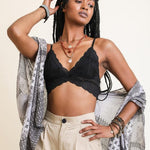 Women's black lace lingerie seashell crop top, Shop T.K.S , front model