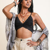 Women's black lace lingerie seashell crop top, Shop T.K.S , front model