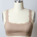Women's tan crop top with lace straps for maternity clothing, Shop T.K.S, Canada