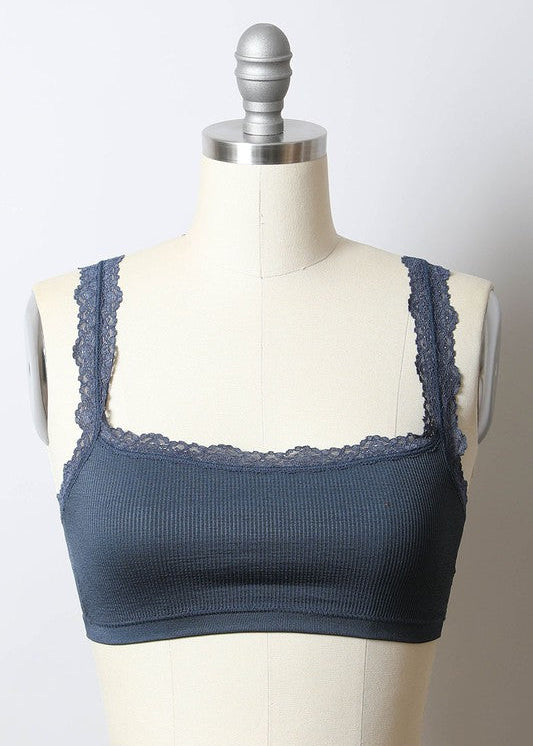 Women's navy blue dark grey crop top with lace straps for maternity clothing, Shop T.K.S, Canada