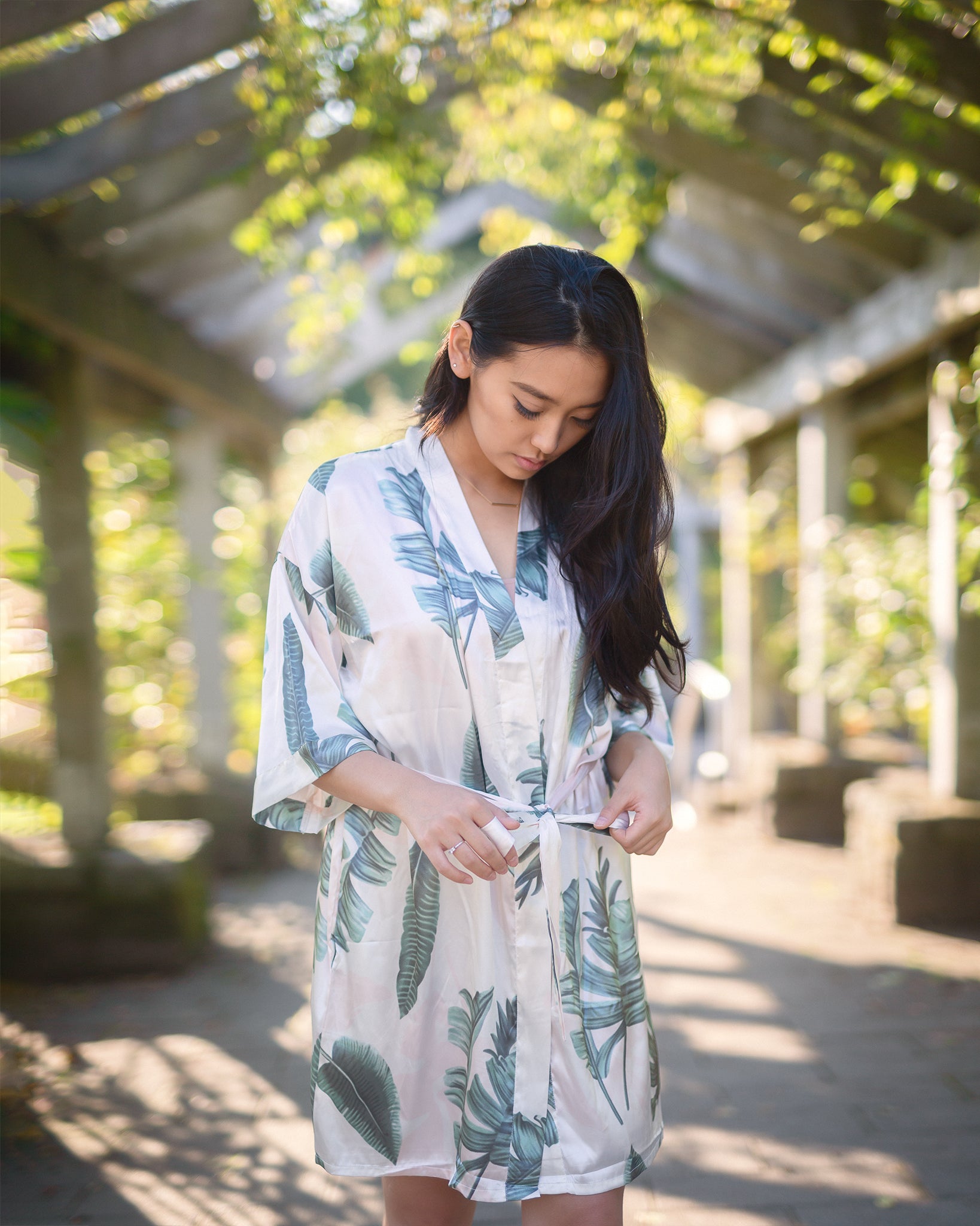 women's palma print kimono robe with pockets and ties, bridal robe, bridal gift, Shop T.K.S