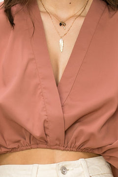 Women's Kimono Crop Top Terracotta Rose