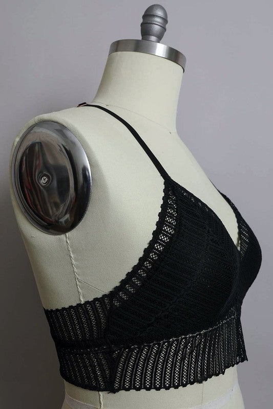 Women's black lingerie, lace crop top bralette, Shop T.K.S Canada, side