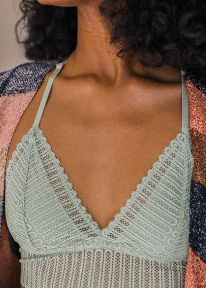 Women's sage green lace lingerie bralette crop top, Shop T.K.S Canada