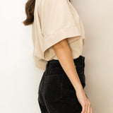 Women's Kimono Crop Top in Beige