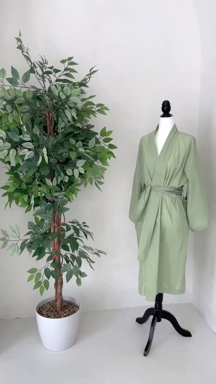 green kimono style robe