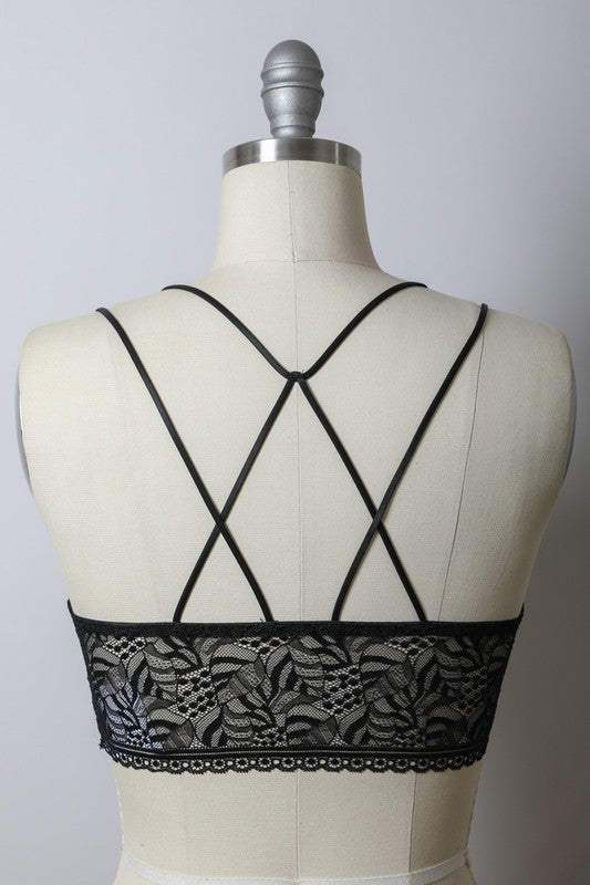 Women's Black lace crop top, back detail, Shop T.K.S