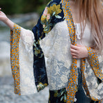 Women's navy blue and yellow maternity clothing, kimono sleeve detail, the kimono store canada, Shop T.K.S