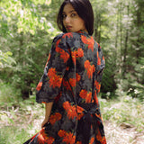 Women's organic cotton, reversible kimono dress. Floral dress.