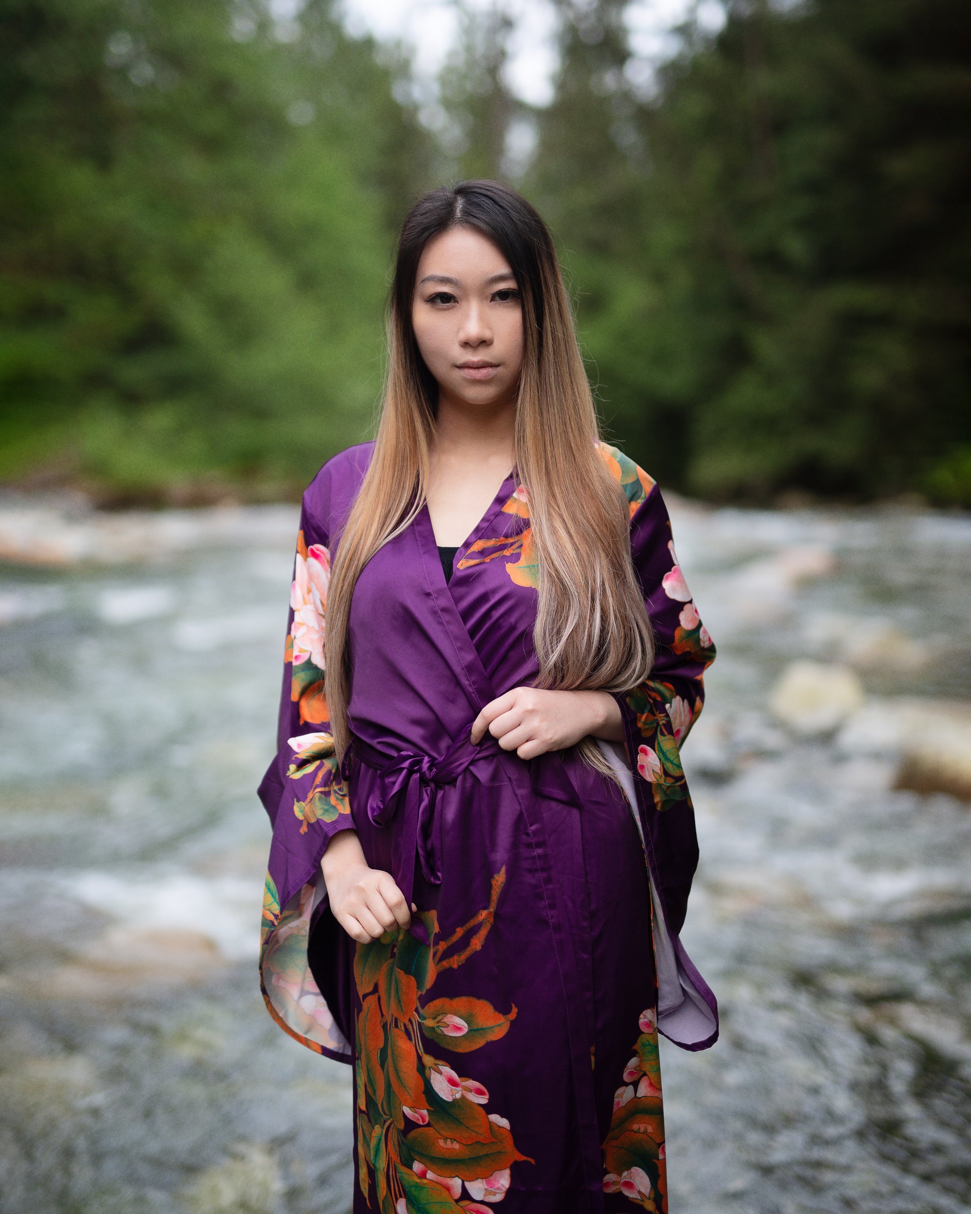 Women's purple kimono robe, maternity robe, the kimono store canada, gifts for her