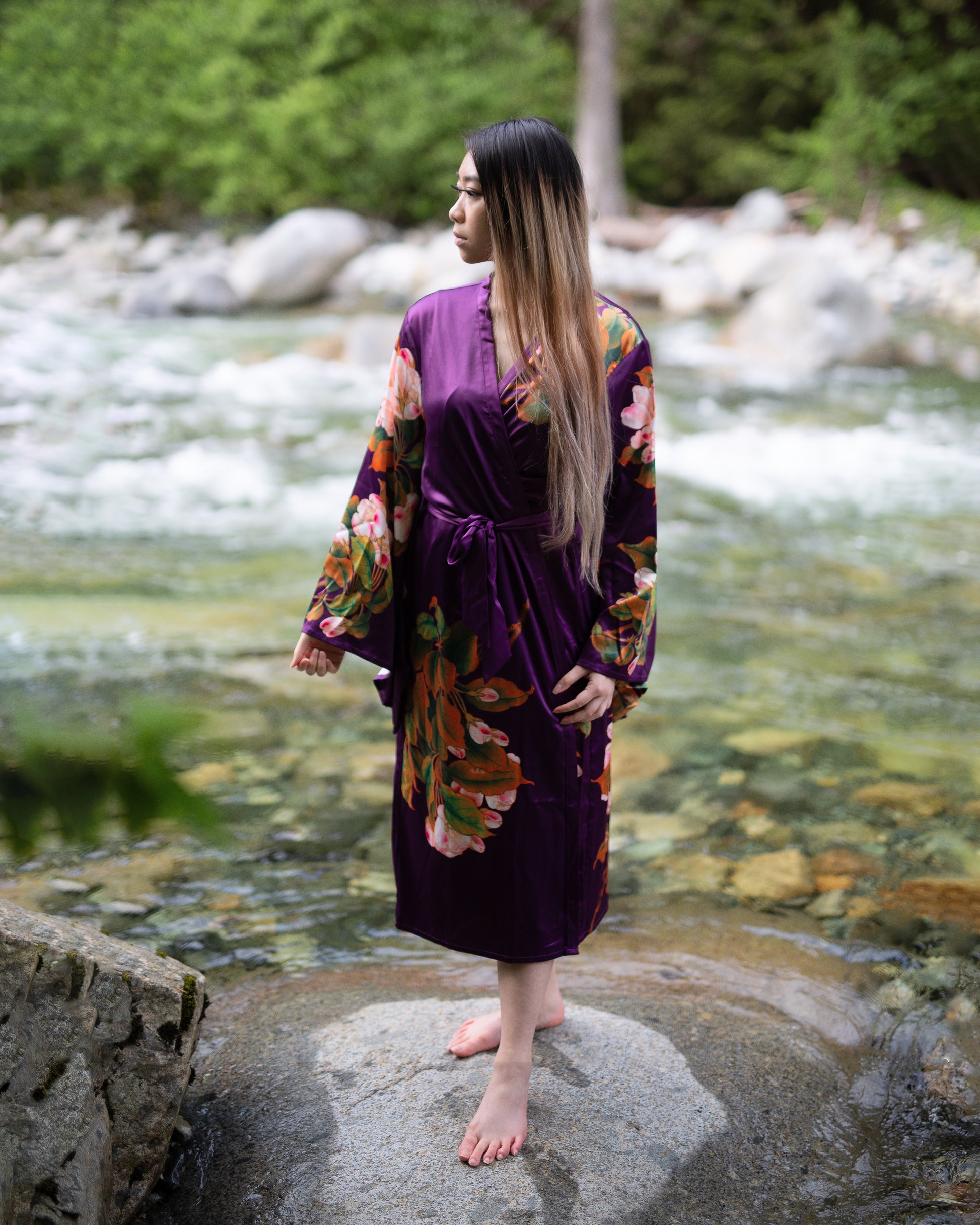Women's purple kimono robe, maternity robe, the kimono store canada, gifts for wife girlfriend