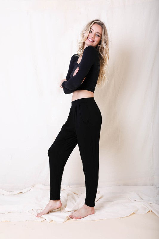 Women's black comfortable lounge pants, Shop T.K.S