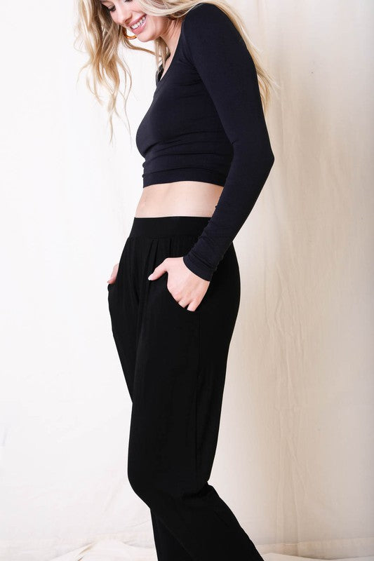 Women's black comfortable lounge pants, Shop T.K.S