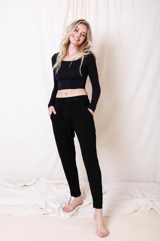 Women's black comfortable lounge pants, Shop T.K.S