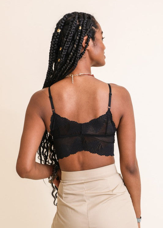 Women's black lace lingerie seashell crop top, Shop T.K.S , back model