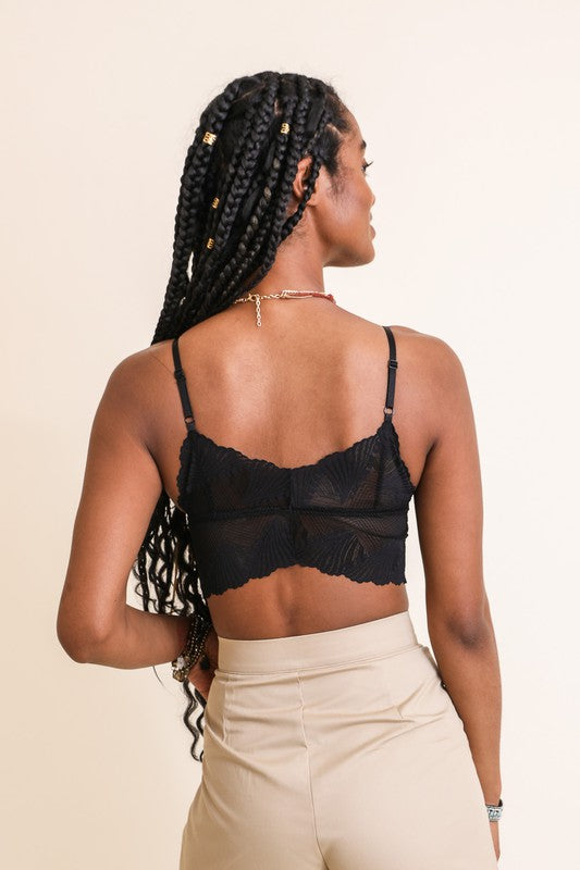 Women's black lace lingerie seashell crop top, Shop T.K.S , back model