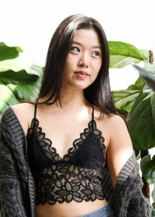 Women's black floral lace crop top, Shop T.K.S lingerie