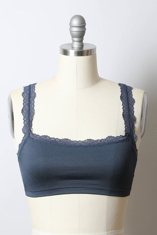 Women's navy blue dark grey crop top with lace straps for maternity clothing, Shop T.K.S, Canada