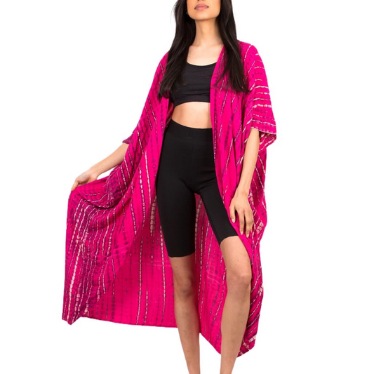 Rae Pink Beach Cover Up Kimono Duster